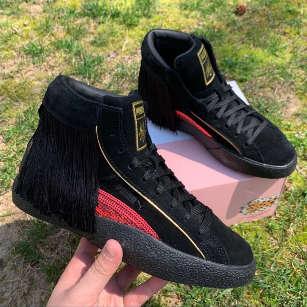Puma Suede High Top Love Charlette Sequin Black Shoes in Womans 5.5 and 6